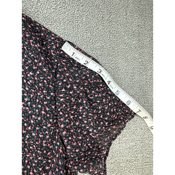 Rebecca Minkof Dress Ditsy Floral Tiered Maxi Prairie Cottagecore Black Sz Large - Picture 10 of 11